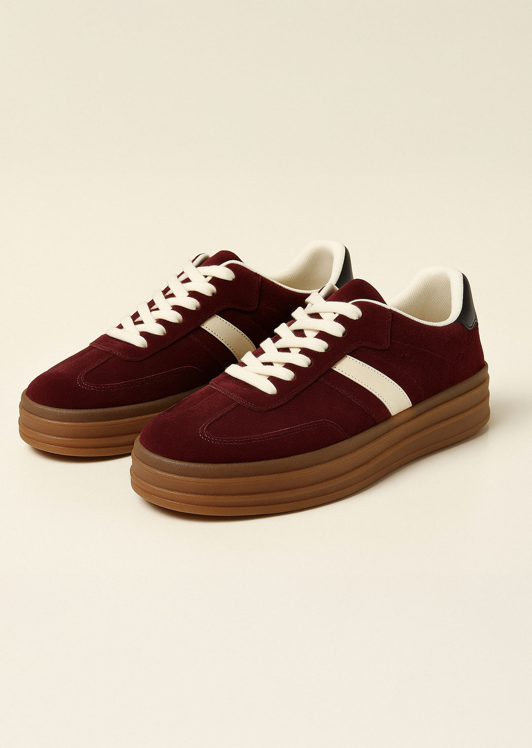 Velvet Trainers Burgundy