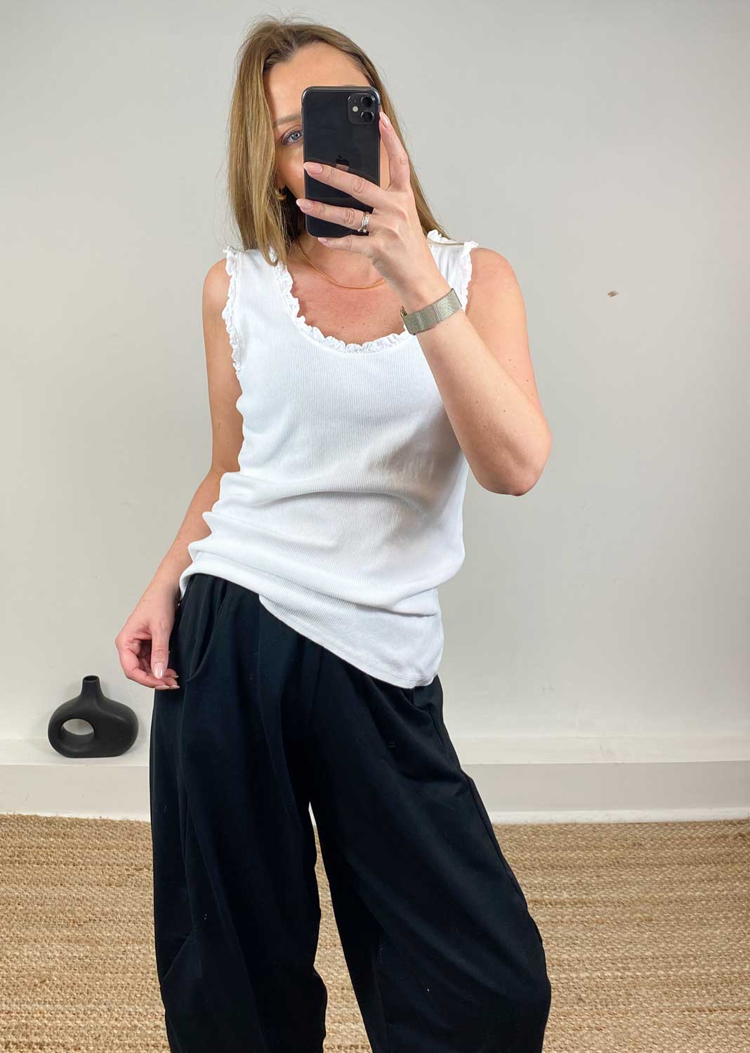 Laurie Ribbed Vest Top in White