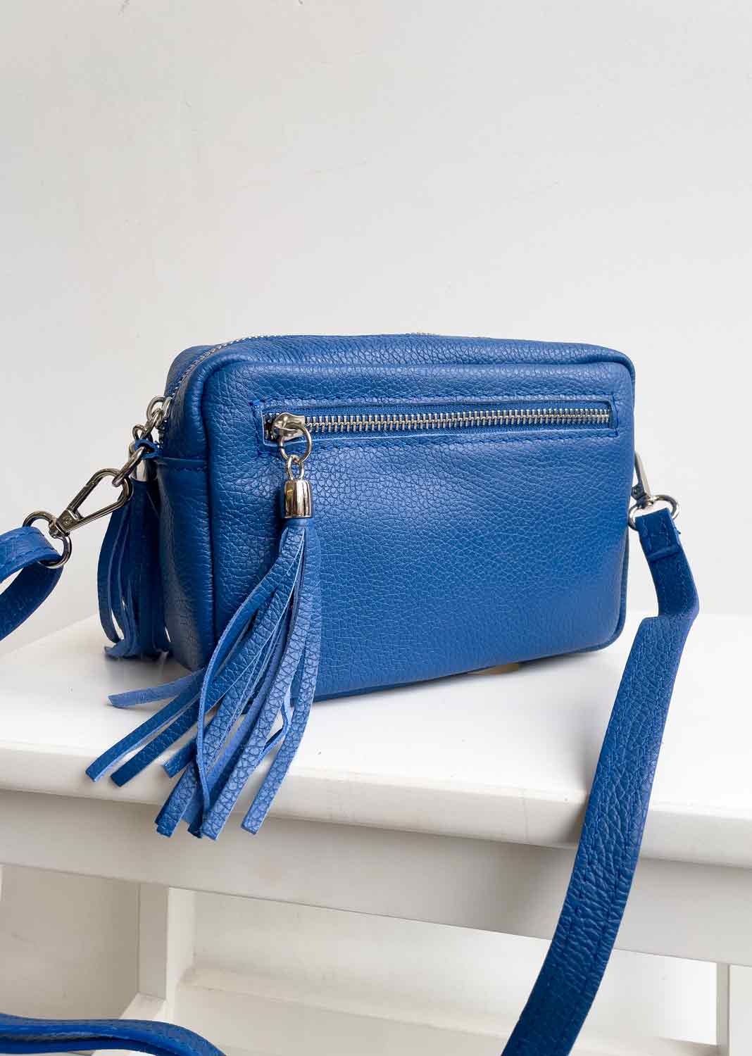 Blue Leather Camera Bag