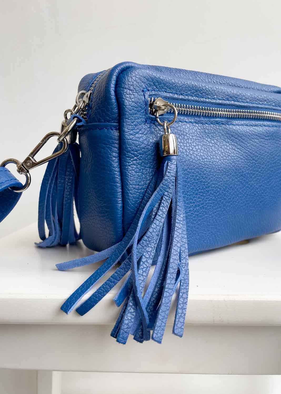 Leather Camera Bag - Blue