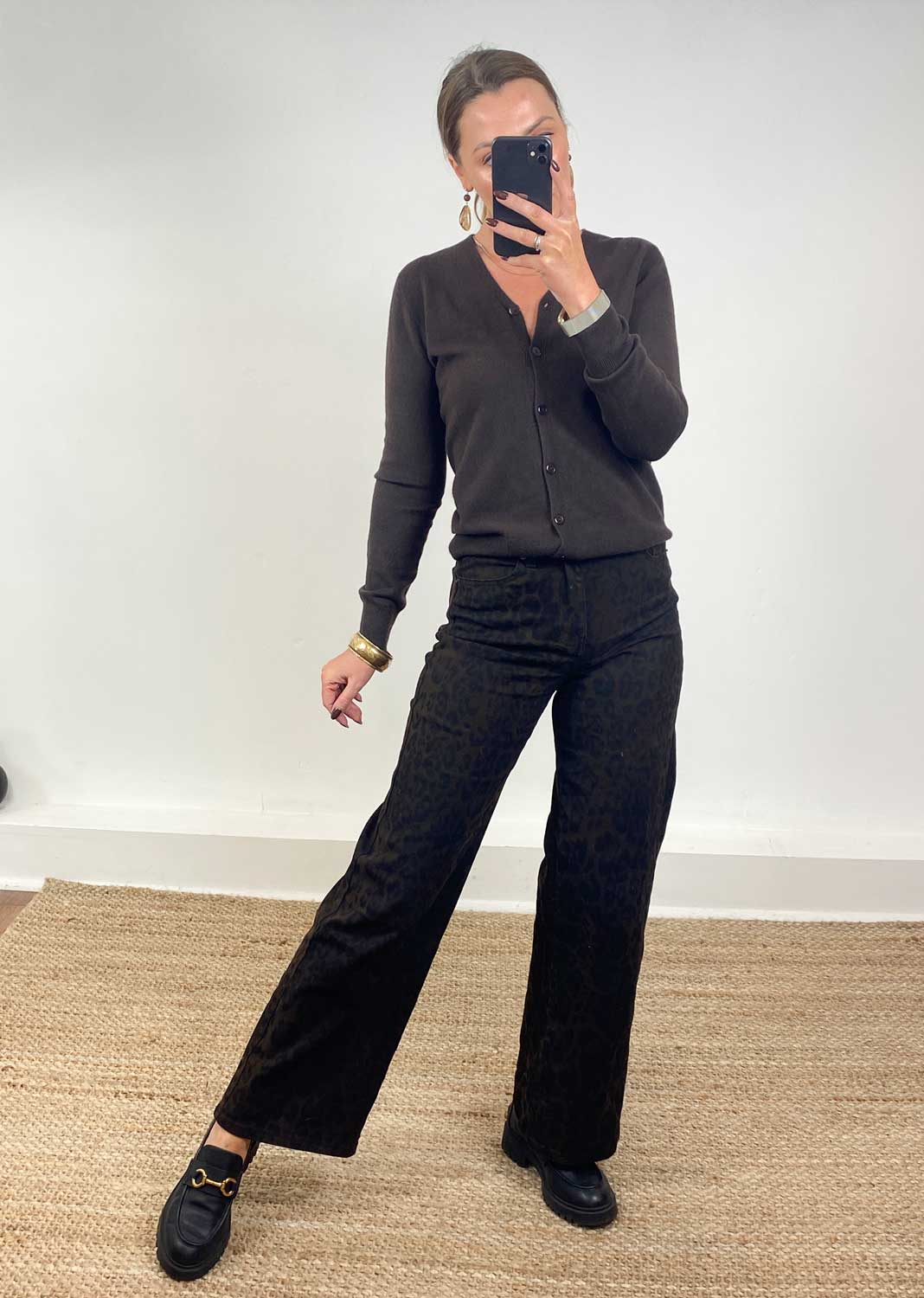 Wide Leg Leopard Jeans