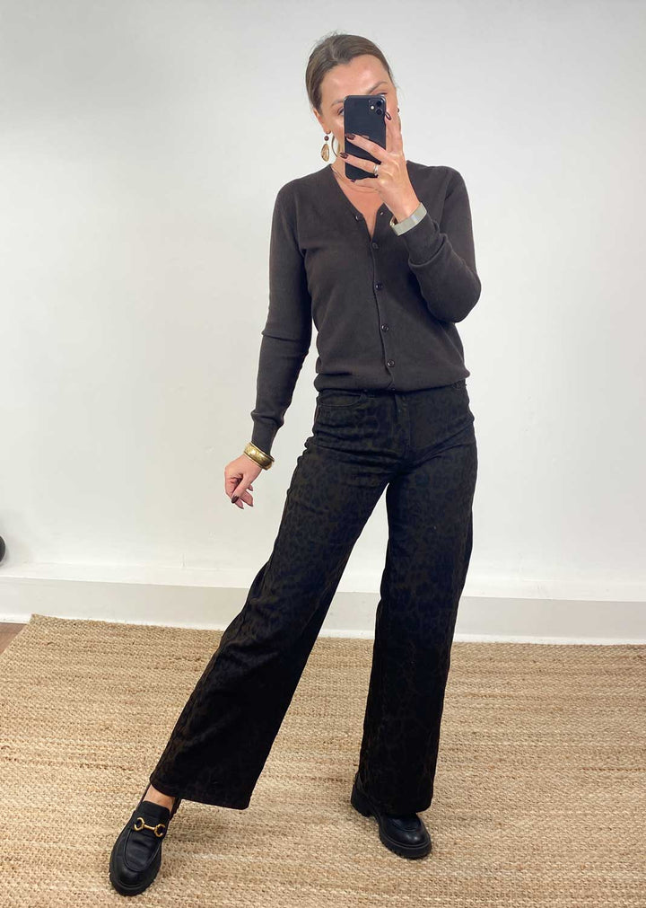Wide Leg Leopard Jeans