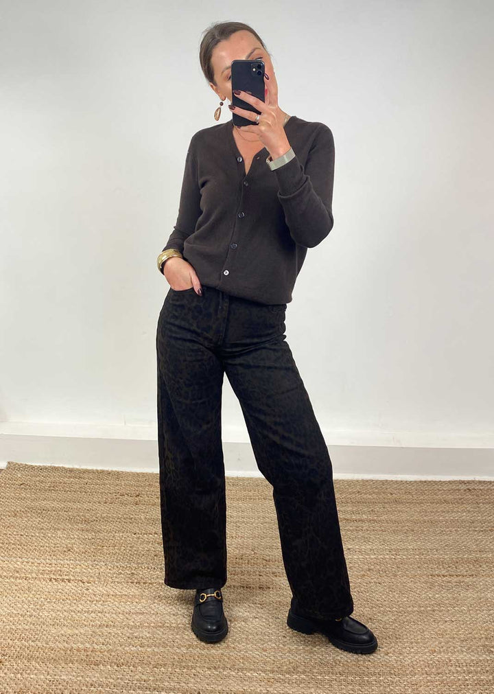 Wide Leg Leopard Jeans
