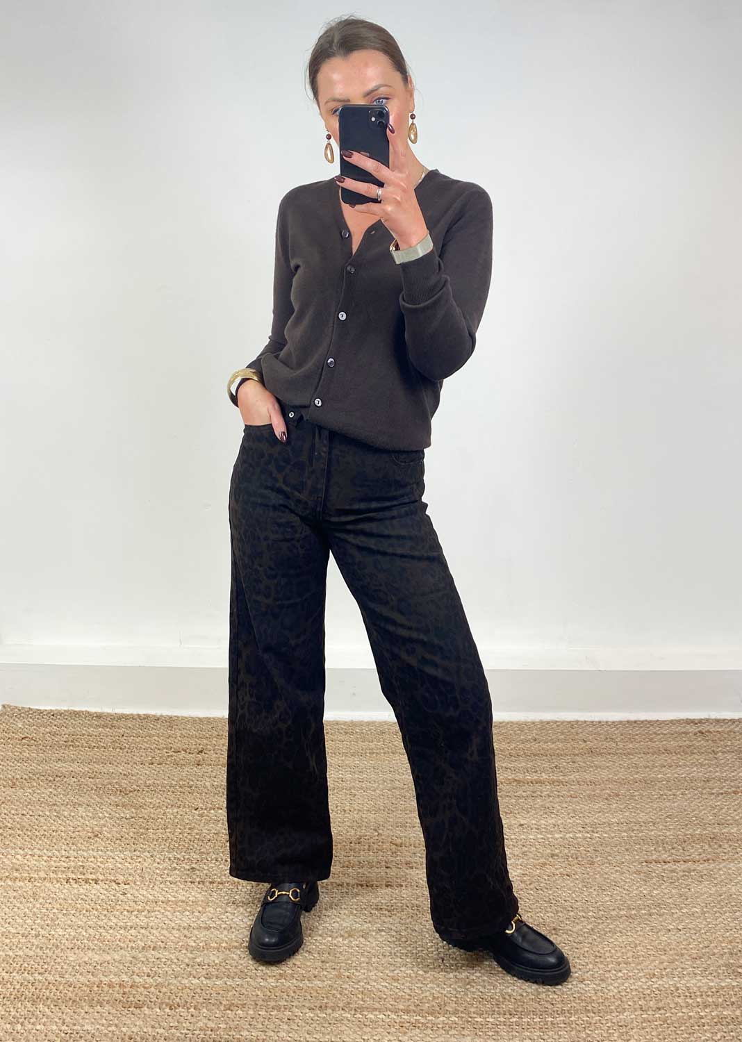 Wide Leg Leopard Jeans