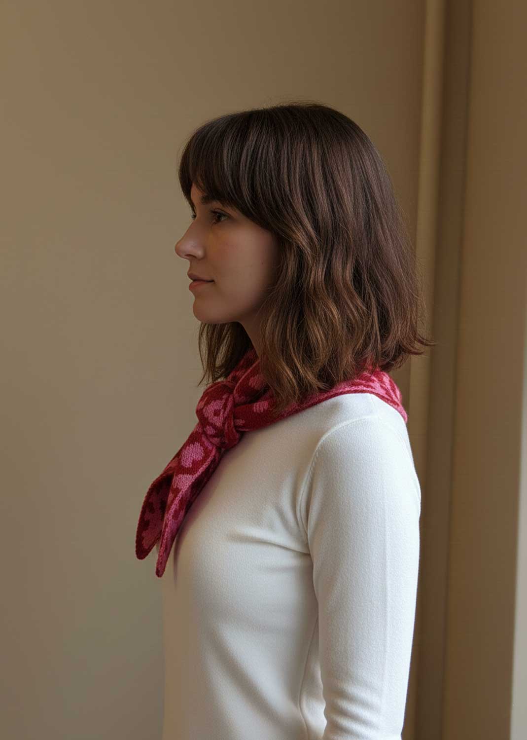 Manon Leopard Triangle Scarf Pink Red