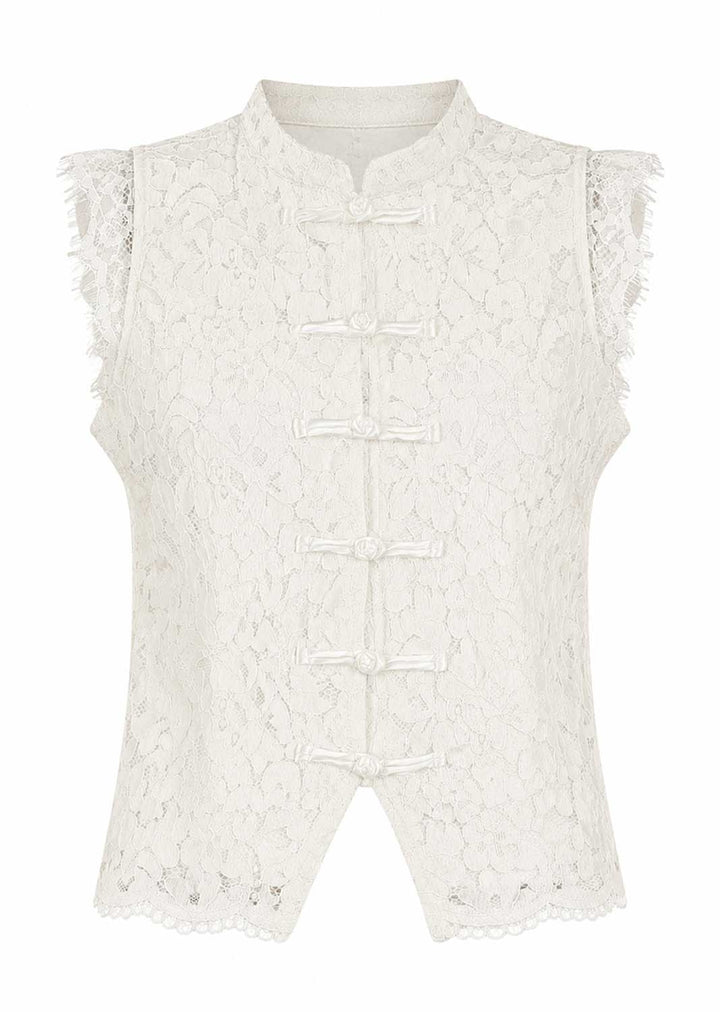 Lian White Lace Stand Up Top