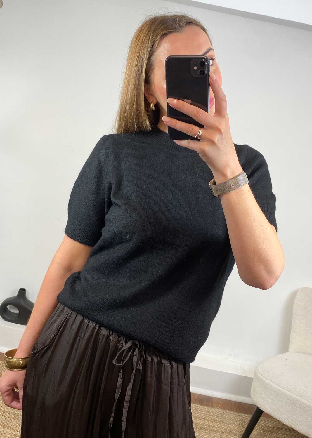 Libby Soft Knit Top in Black