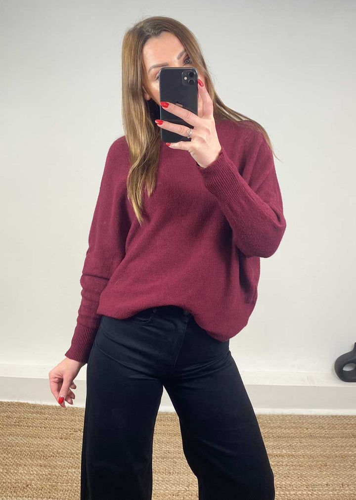 burgundy knitted jumper 