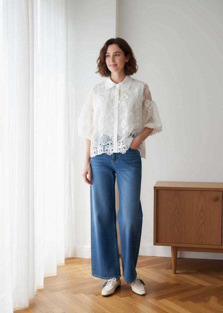 aplique white blouse