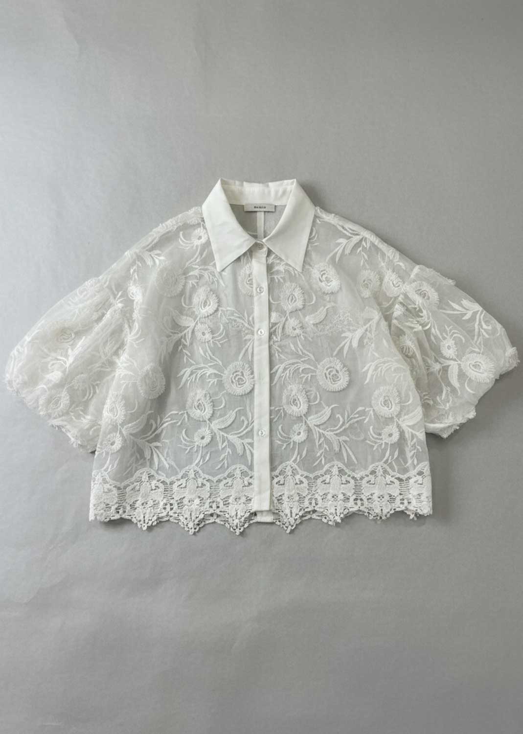 Lillian Floral Applique Shirt White