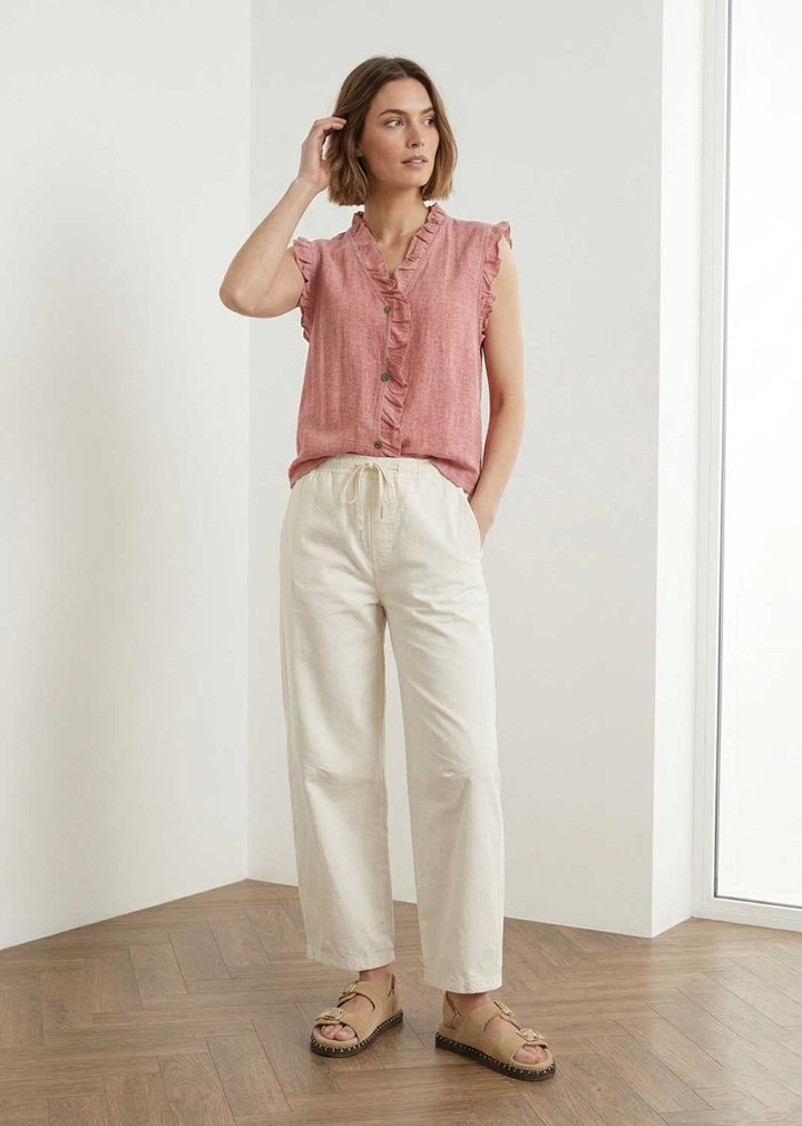 Lina Pink Linen Button Top