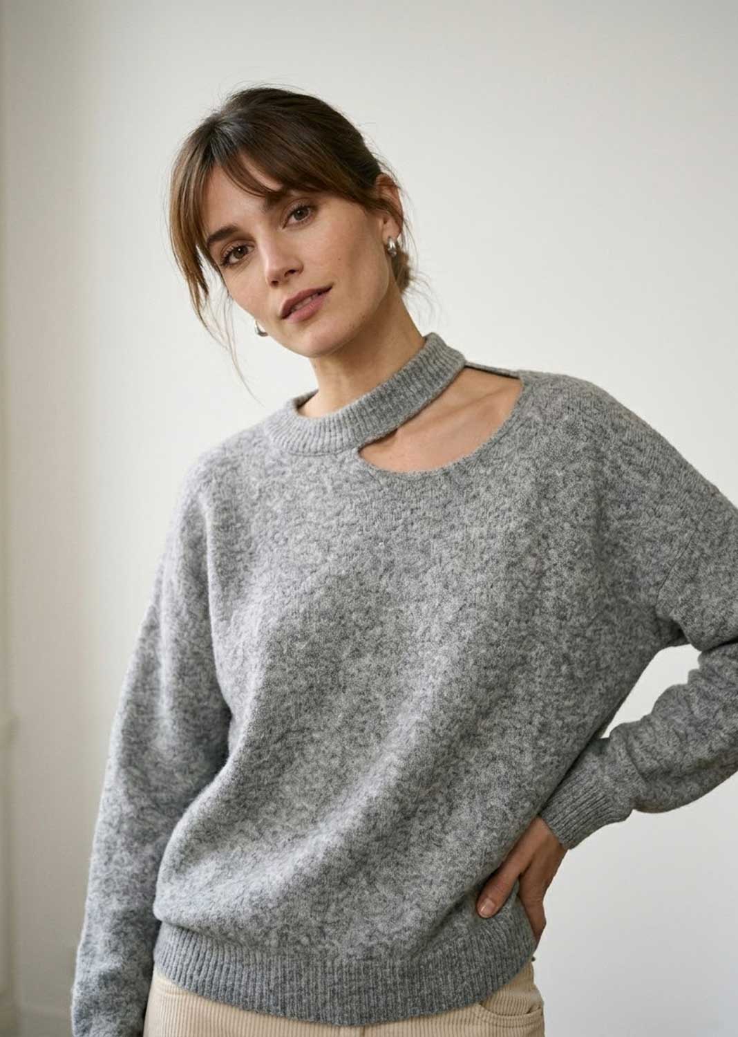 grey cut out kmit jumper