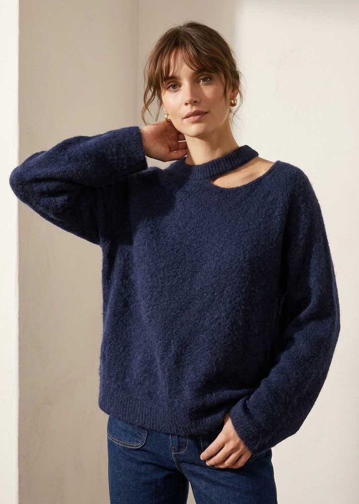 navy cut out knit jumper