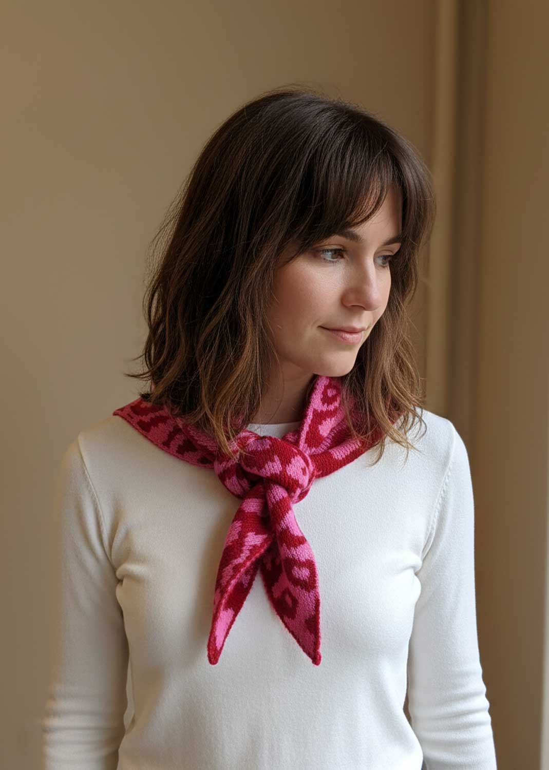 leopard knitted triangle scarf 