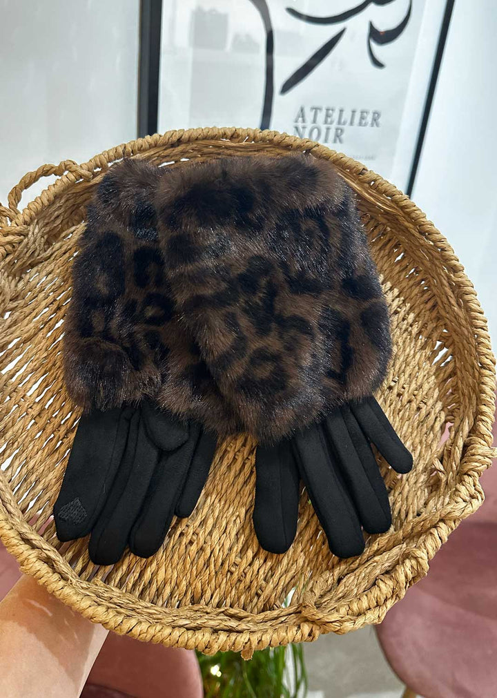 Lola Leopard Fur Gloves