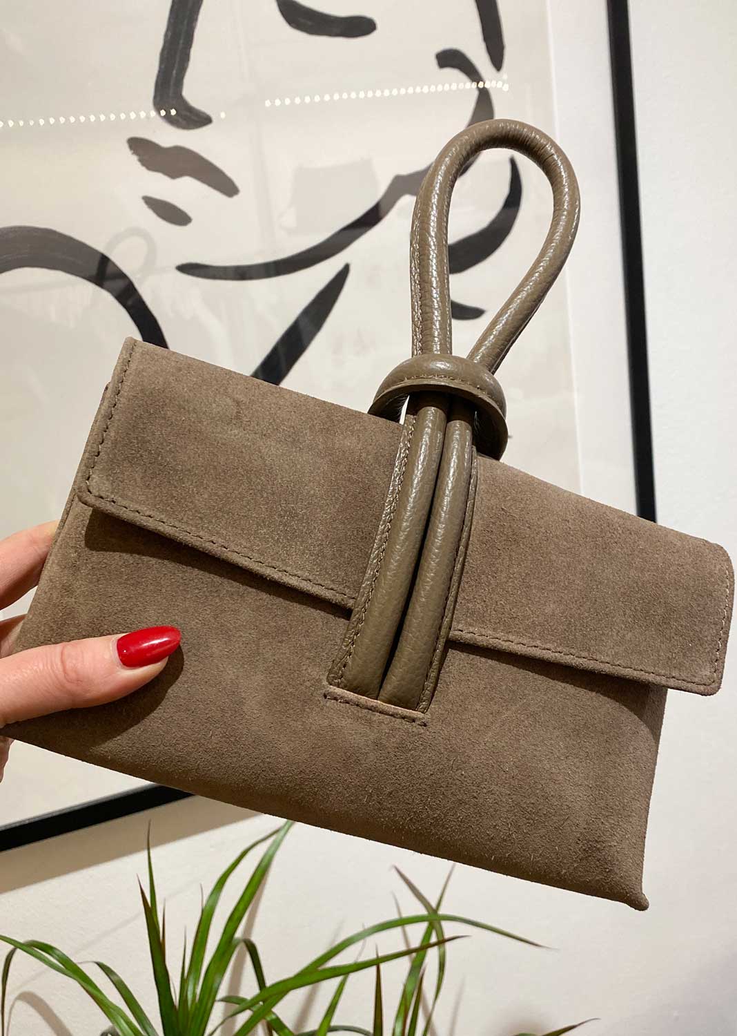 Suede Loop Handle Bag