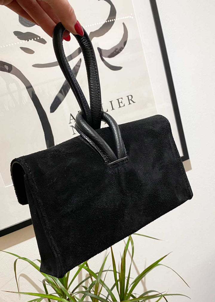 Suede Loop Handle Bag