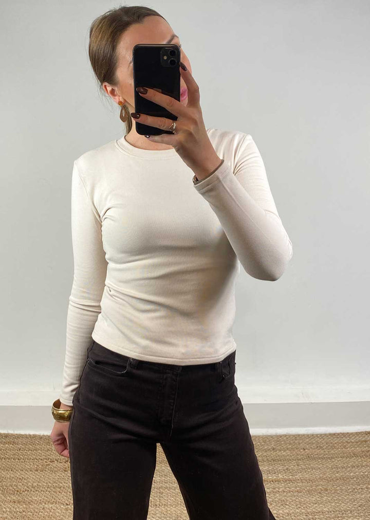 Lora Scoop Neck Top Cream