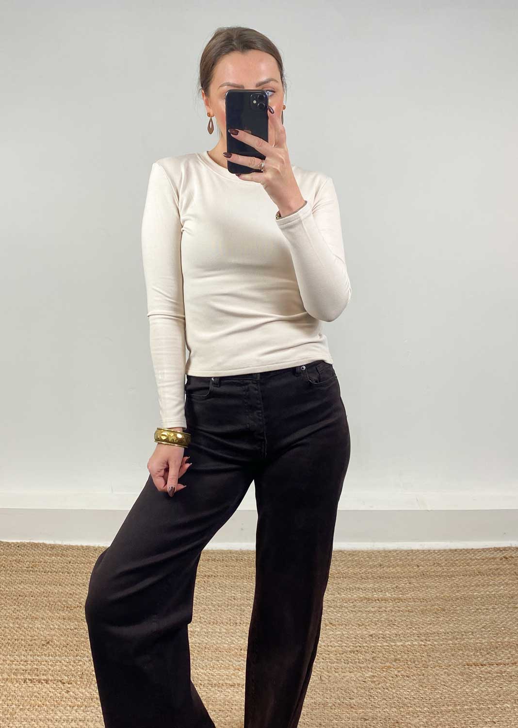 Lora Scoop Neck Top Cream