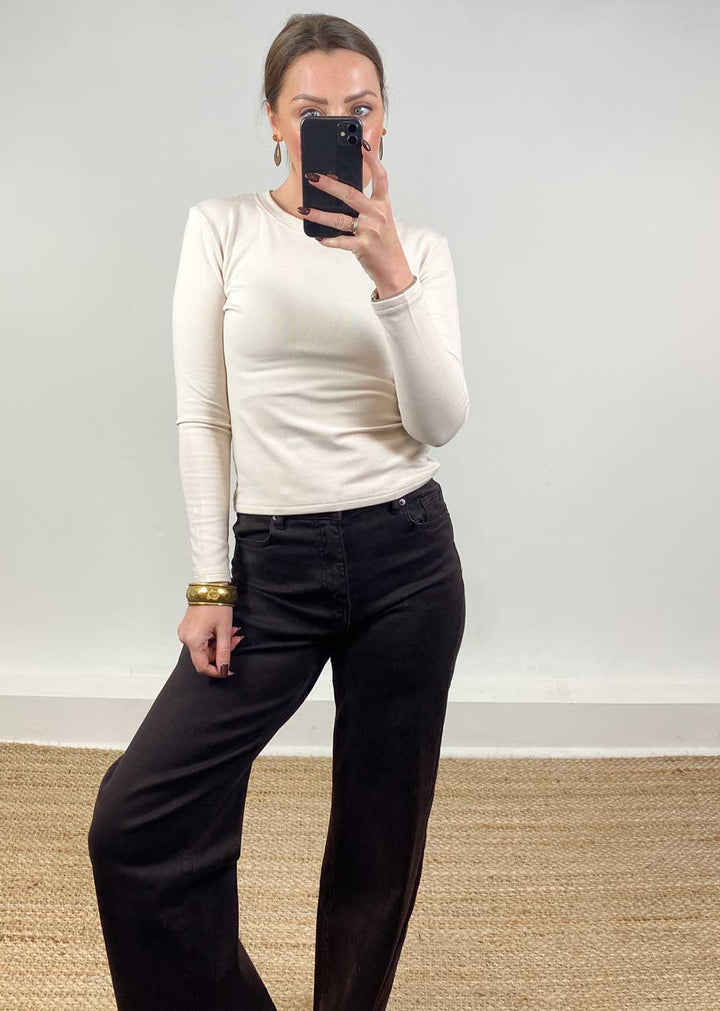 Lora Scoop Neck Top Cream