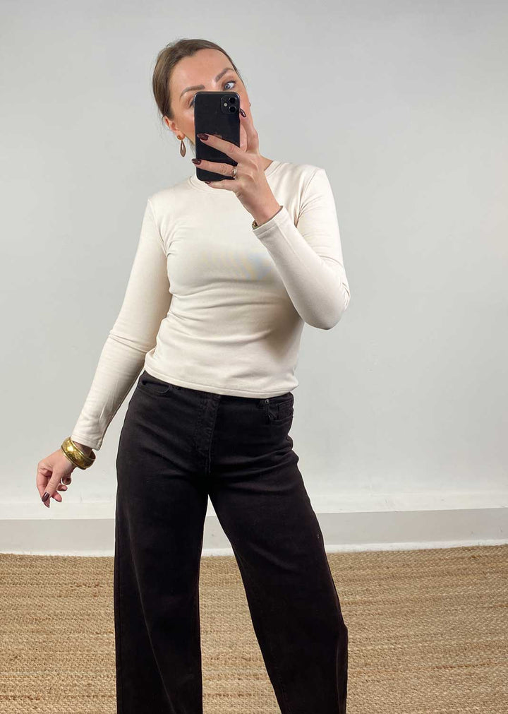 Lora Scoop Neck Top Cream