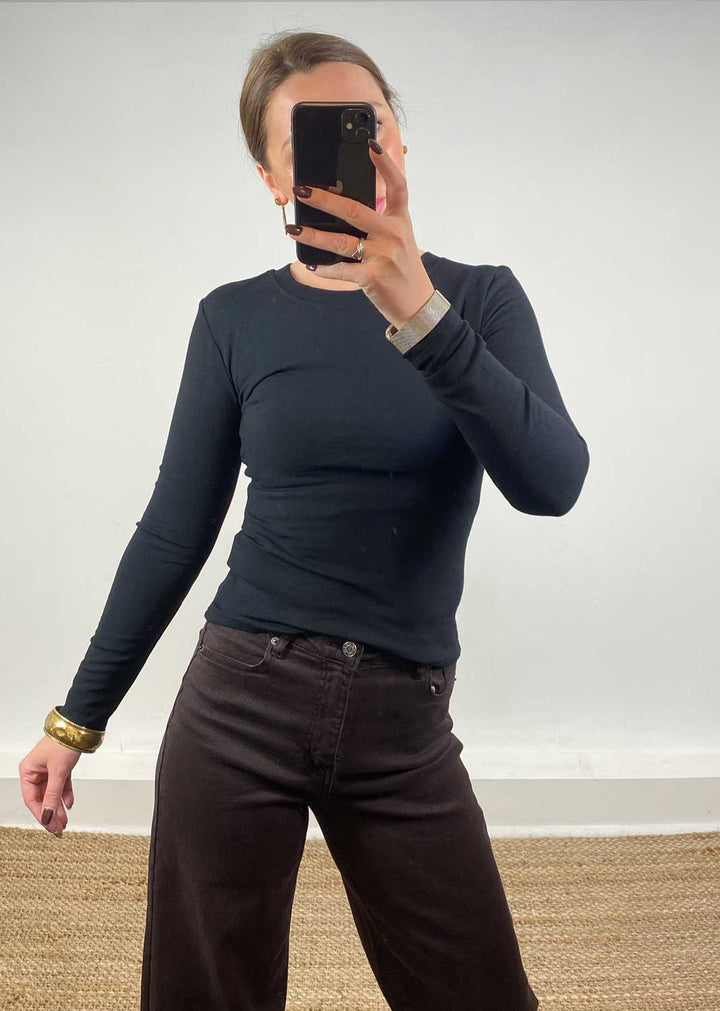 Lora Scoop Neck Top Black