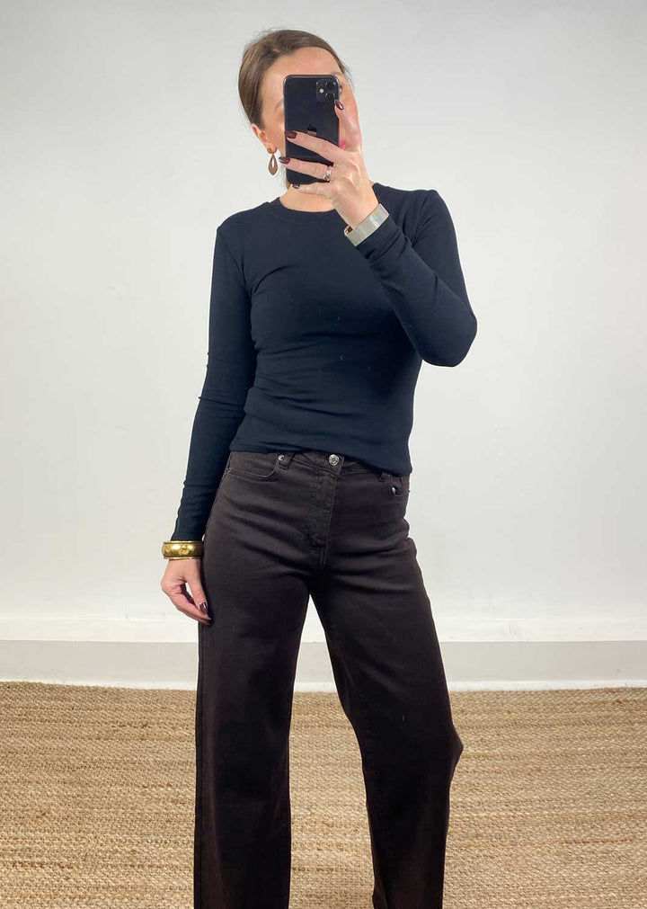 Lora Scoop Neck Top Black