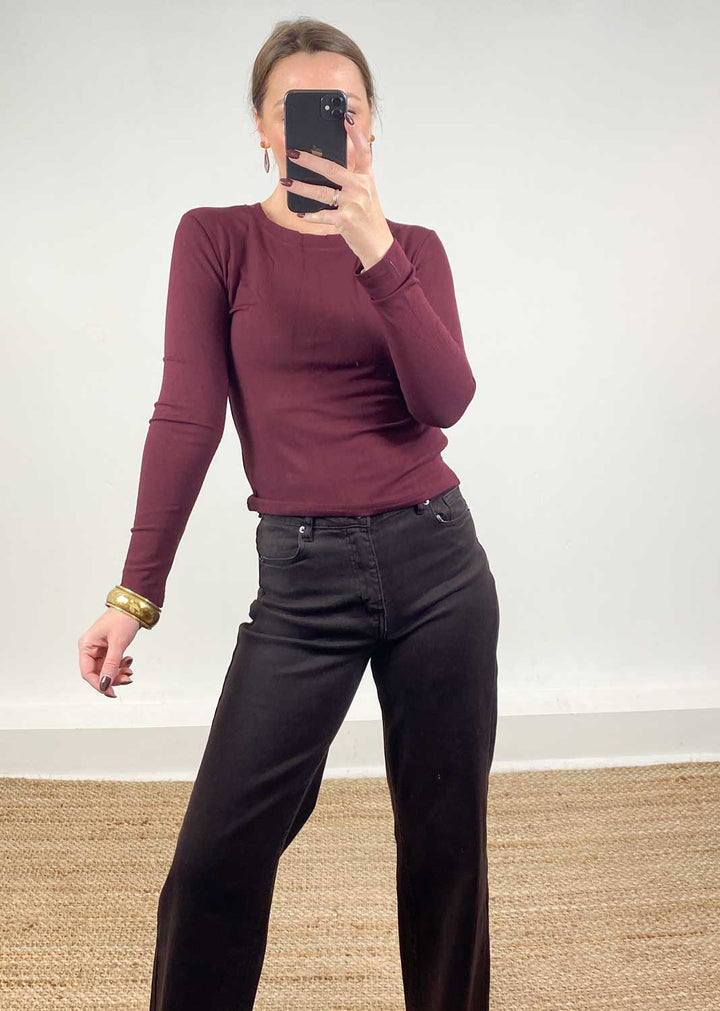 Lora Scoop Neck Top Burgundy