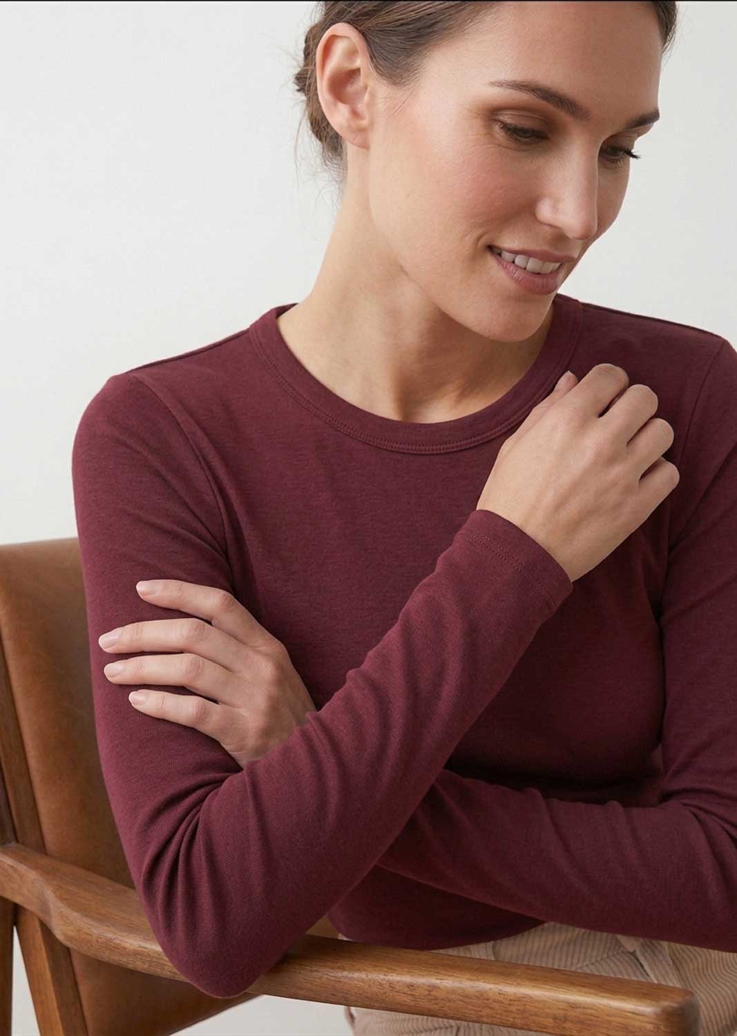 Lora Burgundy Base Layer Top