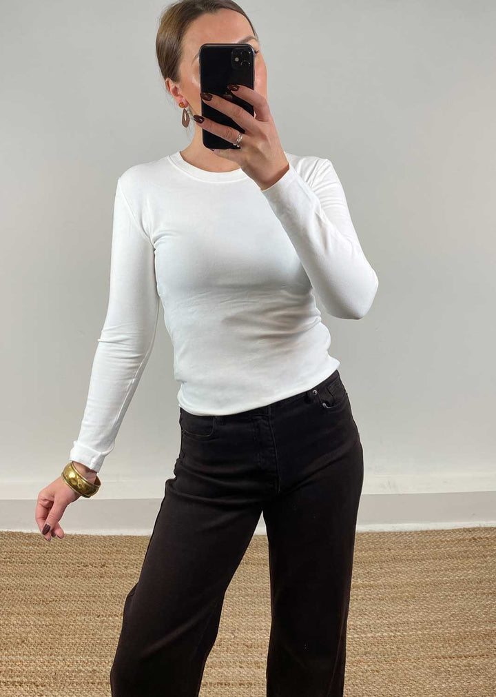 Lora Scoop Neck Top White