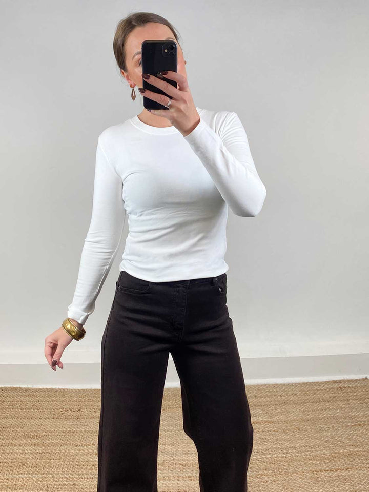 Lora Scoop Neck Top White