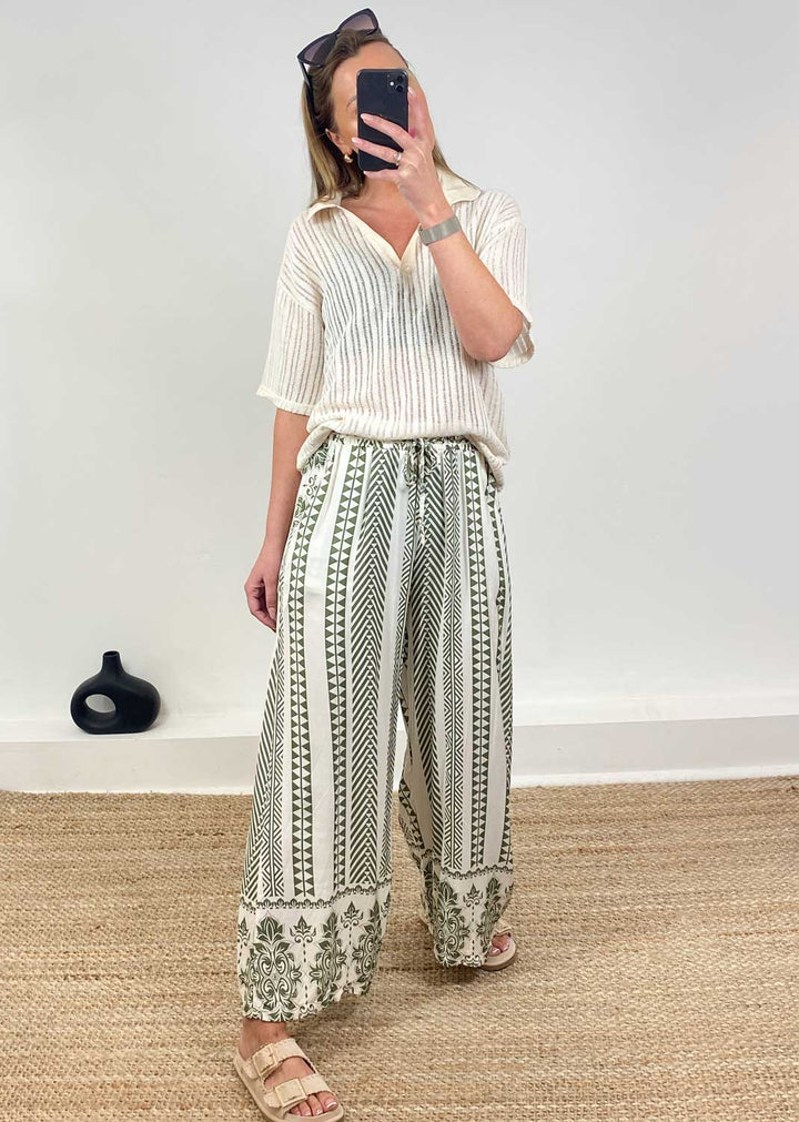 Lottie Printed Pants in Khaki