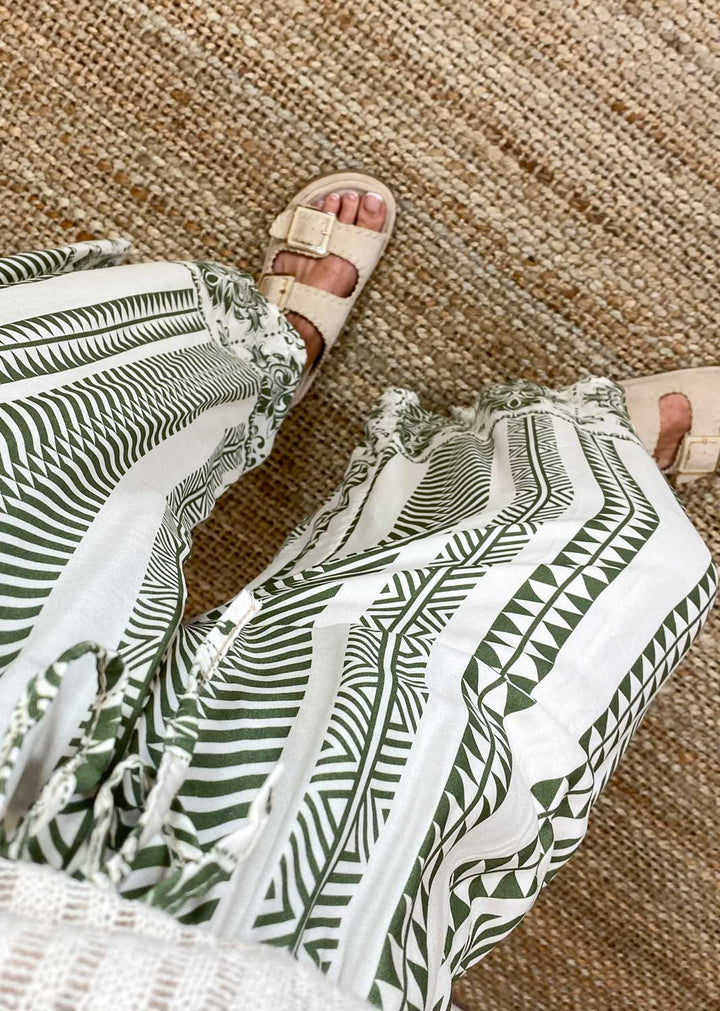 Lottie Printed Pants in Khaki