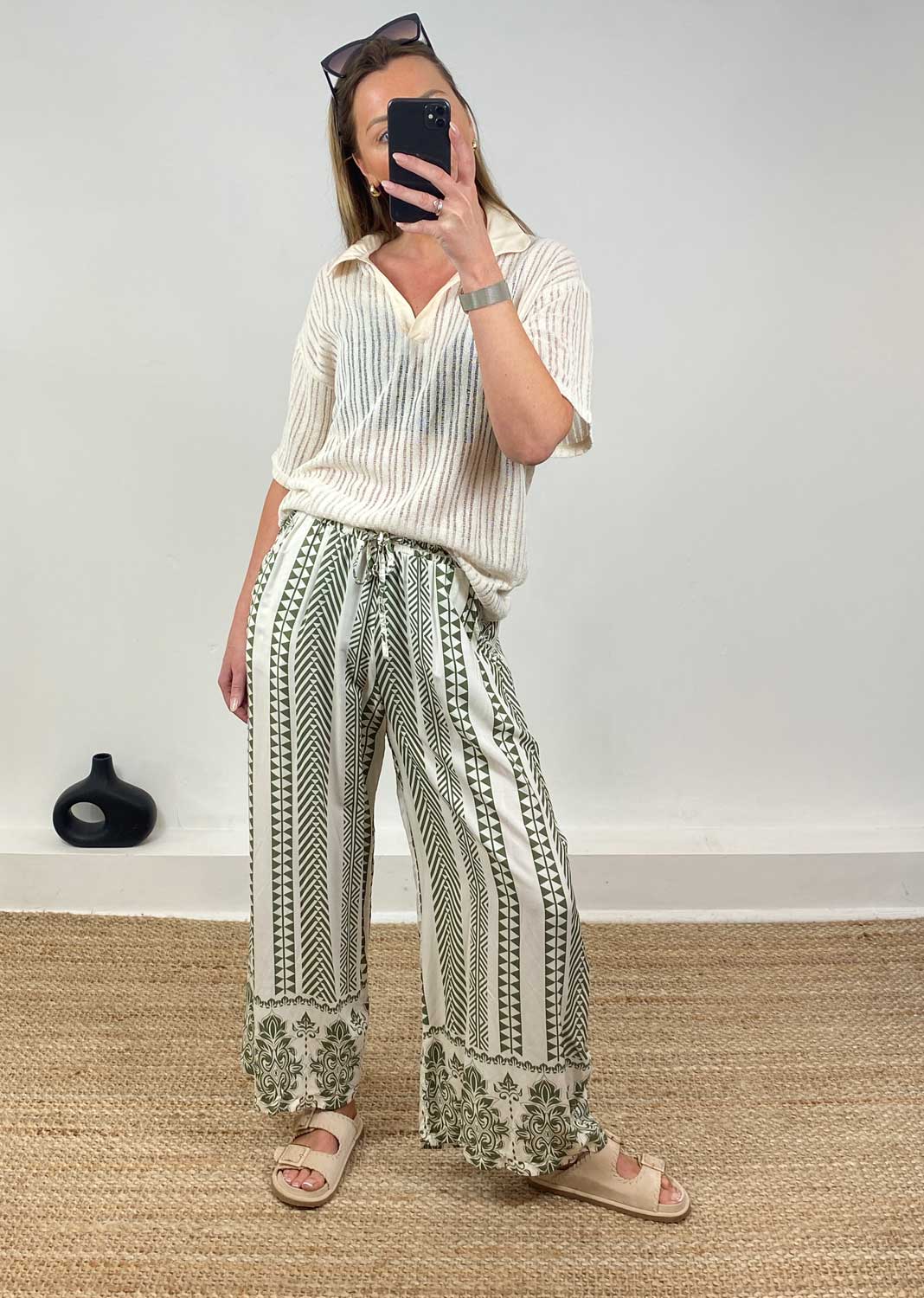 Lottie Printed Pants in Khaki