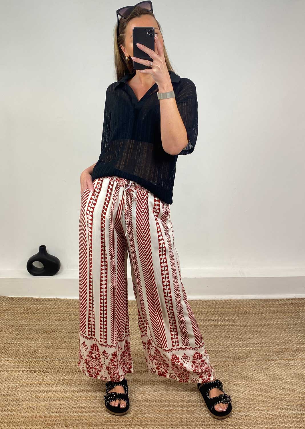 Lottie Printed Pants in Terracotta