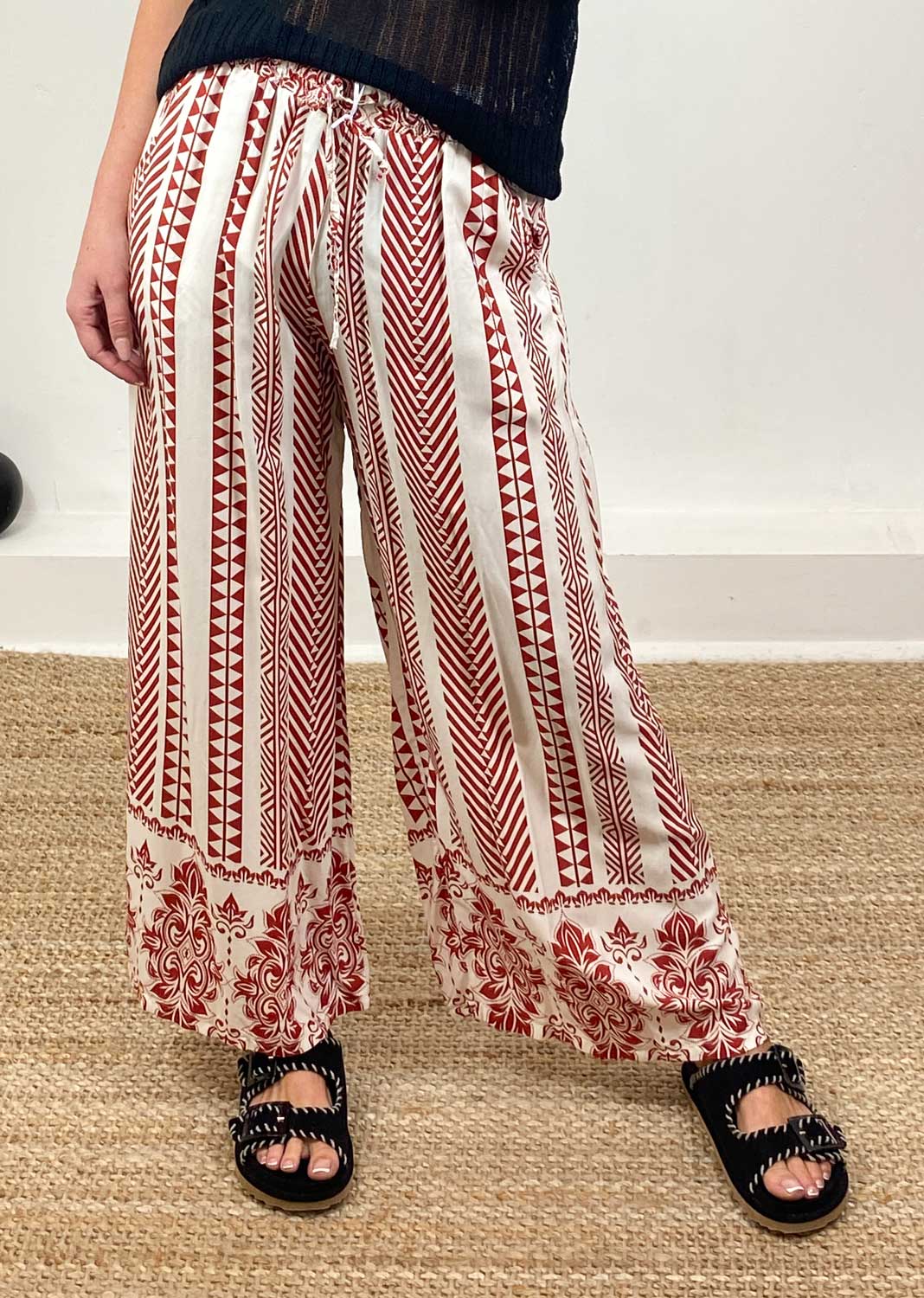 Lottie Printed Pants in Terracotta