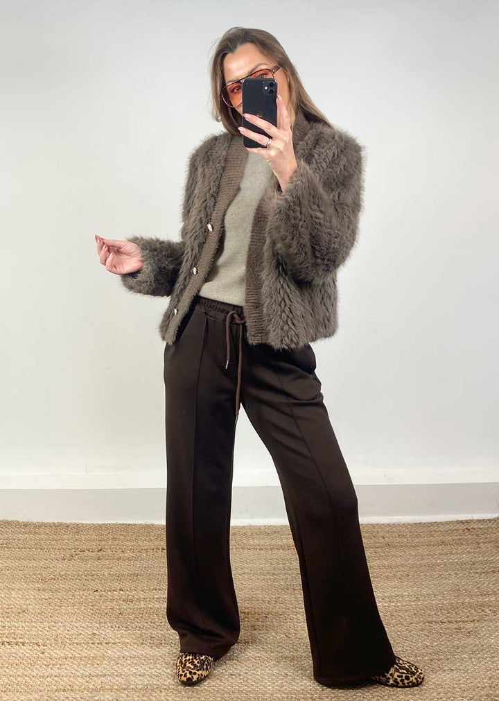 Lucia Faux Fur Jacket Taupe