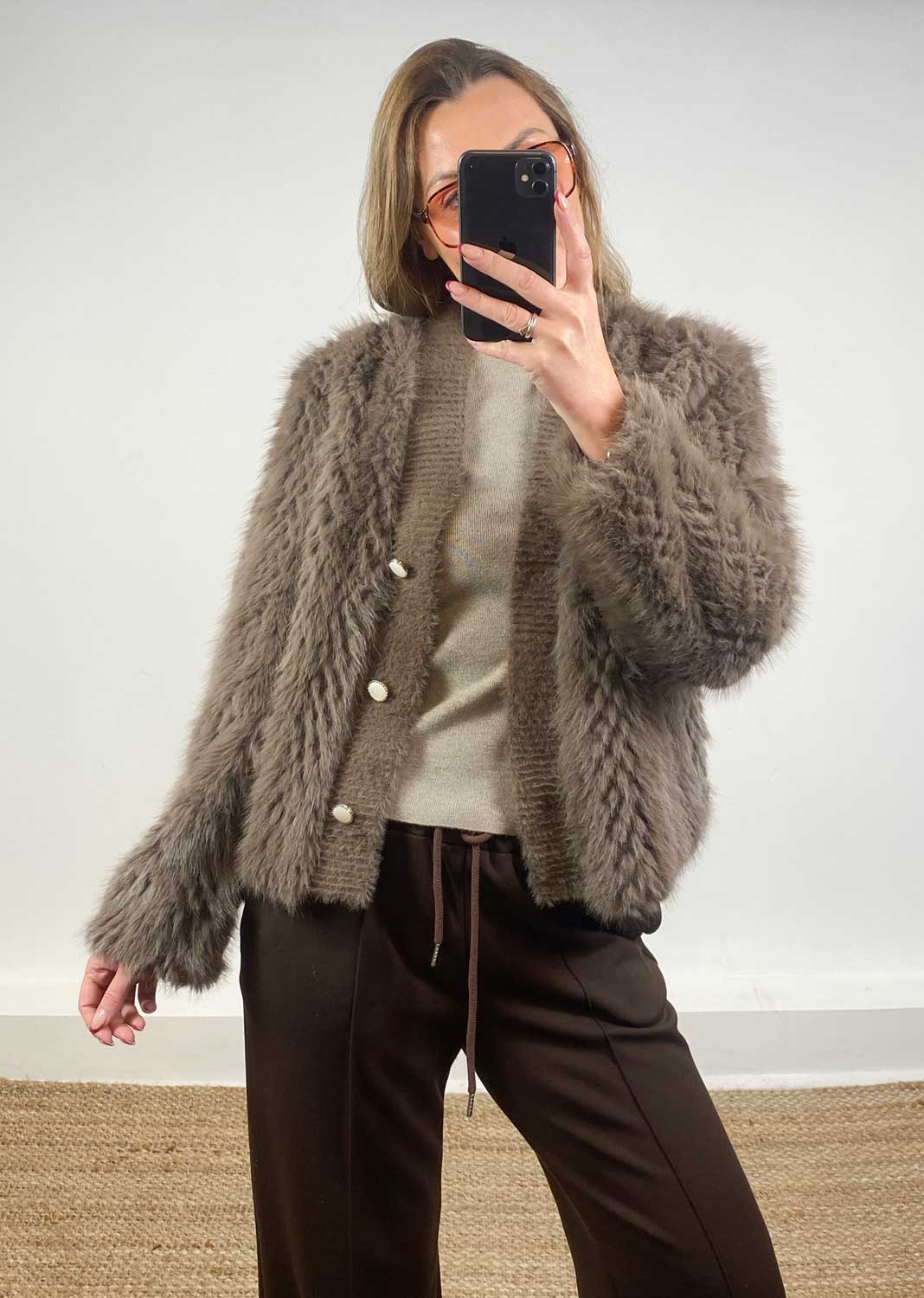 Lucia Faux Fur Jacket Taupe