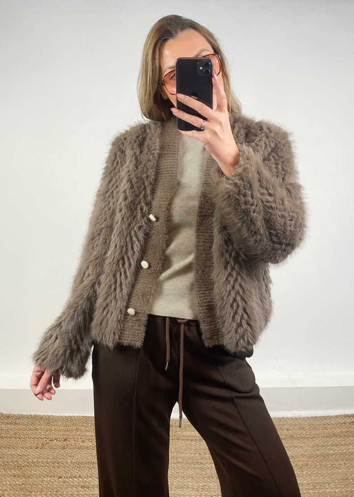 Lucia Faux Fur Jacket Taupe