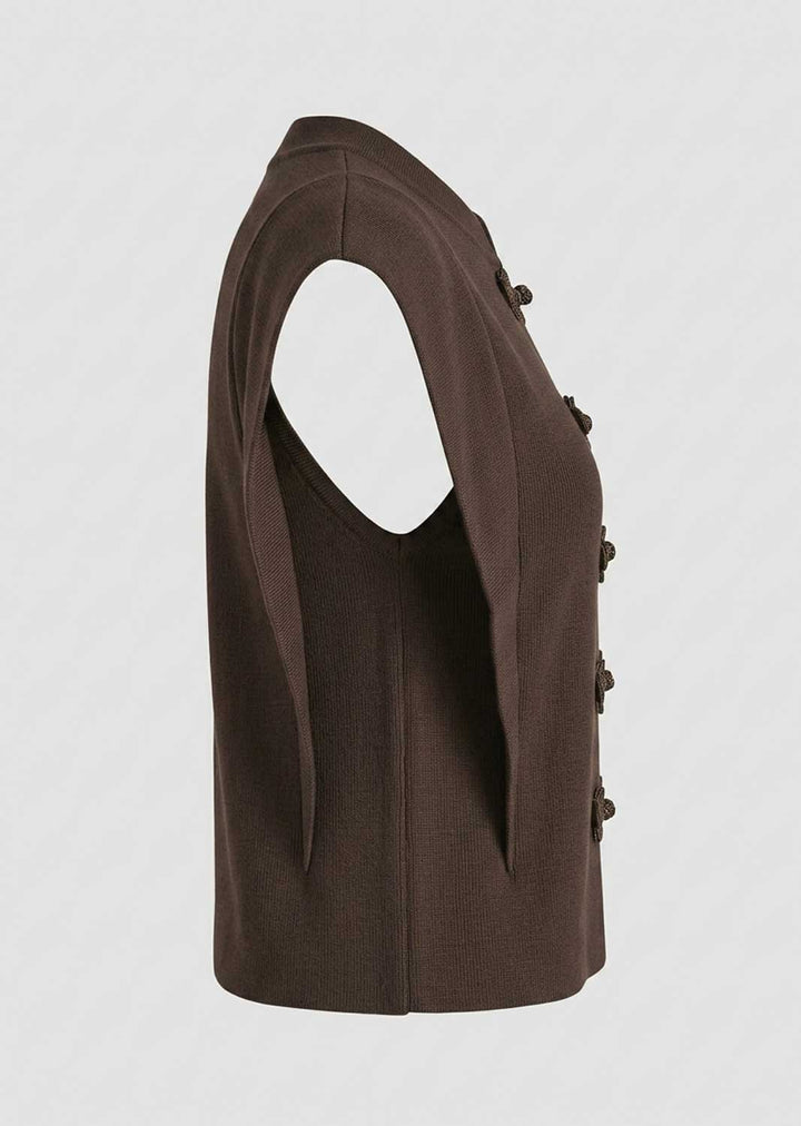 Lulu Chocolate Elevated Knot Button Top