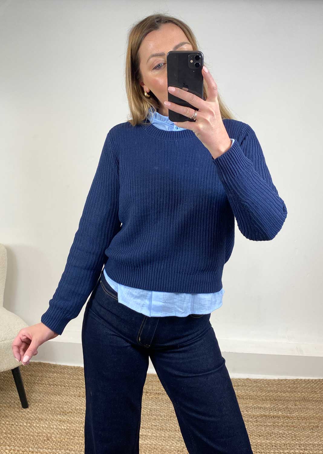 Lux Knit Jumper in Navy