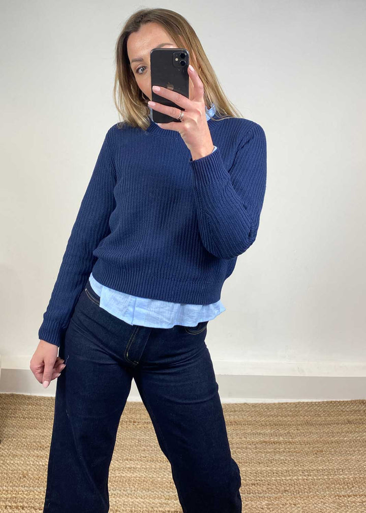 Lux Knit Jumper in Navy