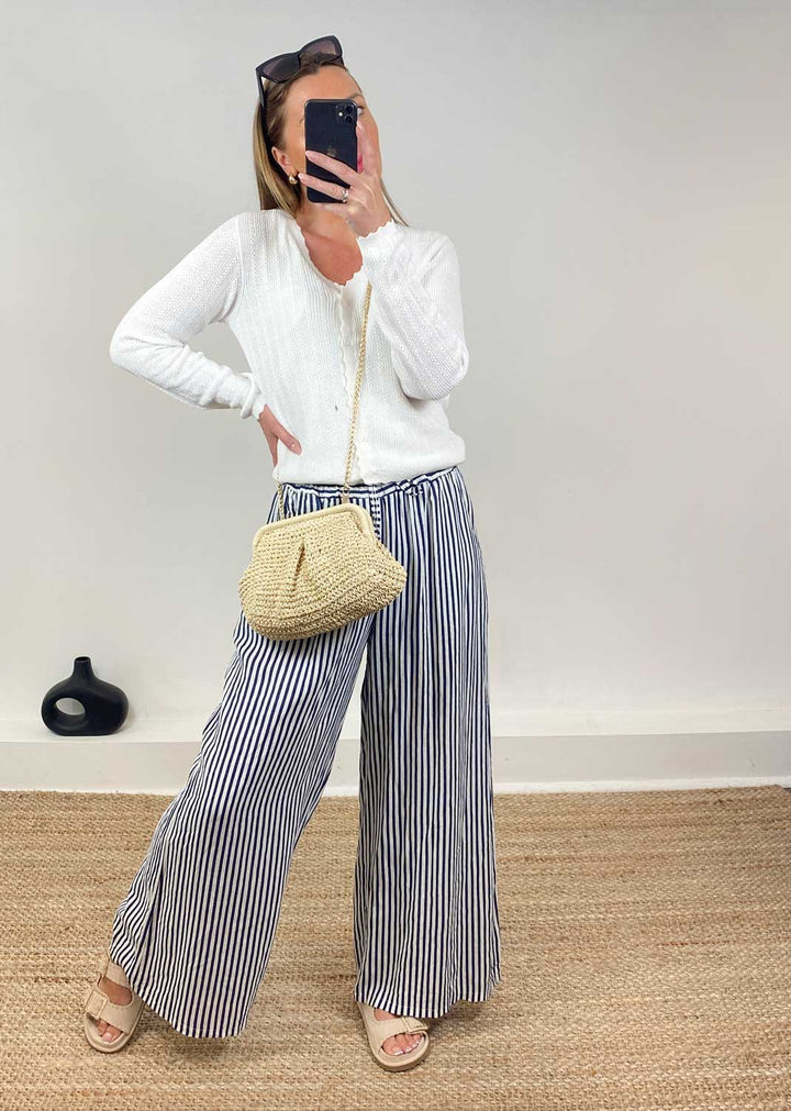 Lux Pointelle Cardigan in Ivory