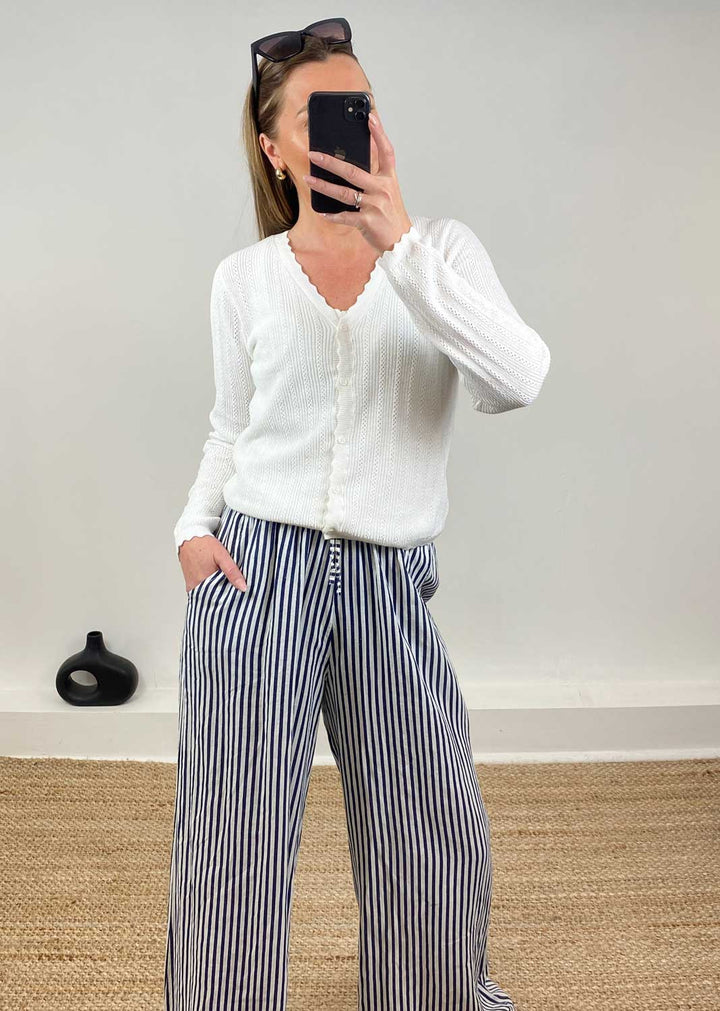 Lux Pointelle Cardigan in Ivory