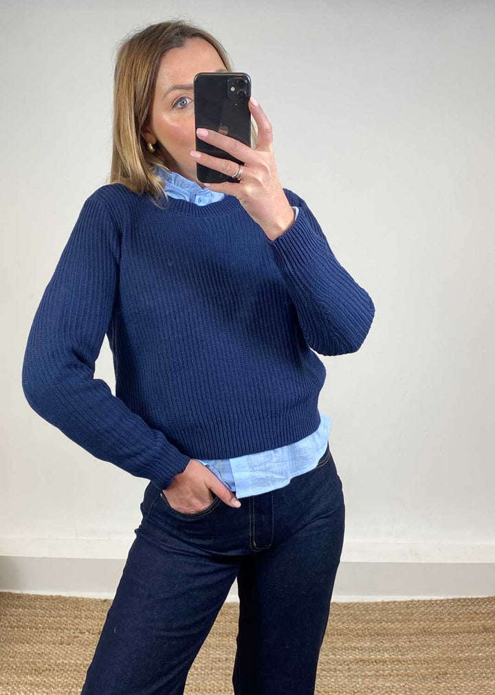 Lux Knit Jumper in Navy