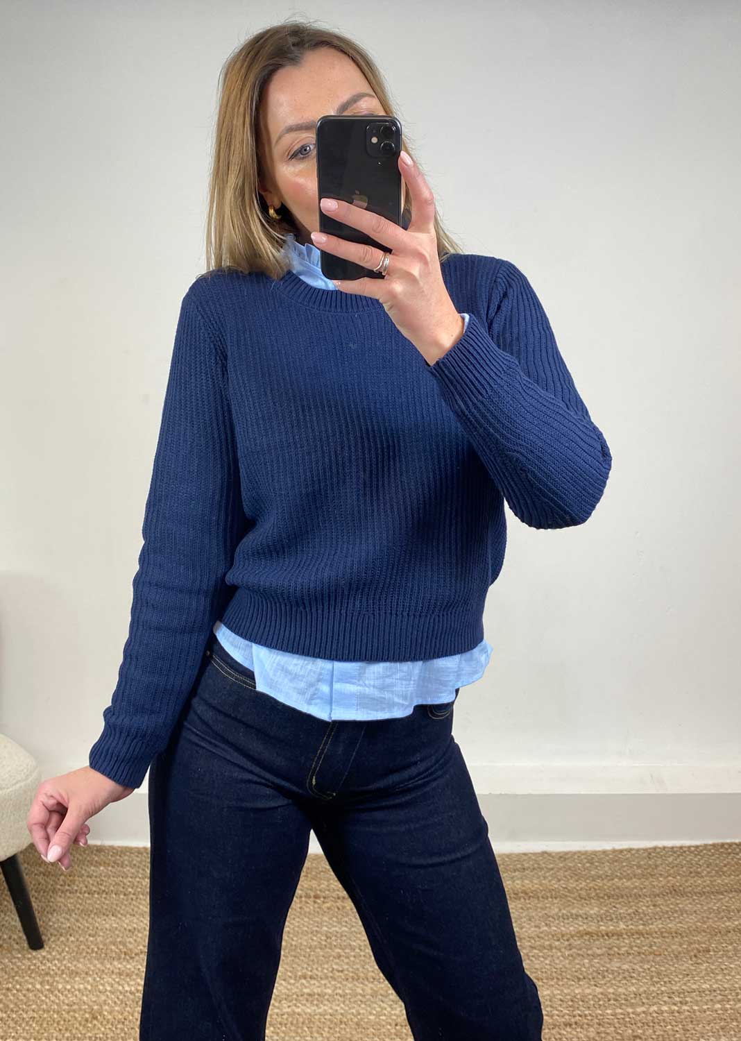 Lux Knit Jumper in Navy