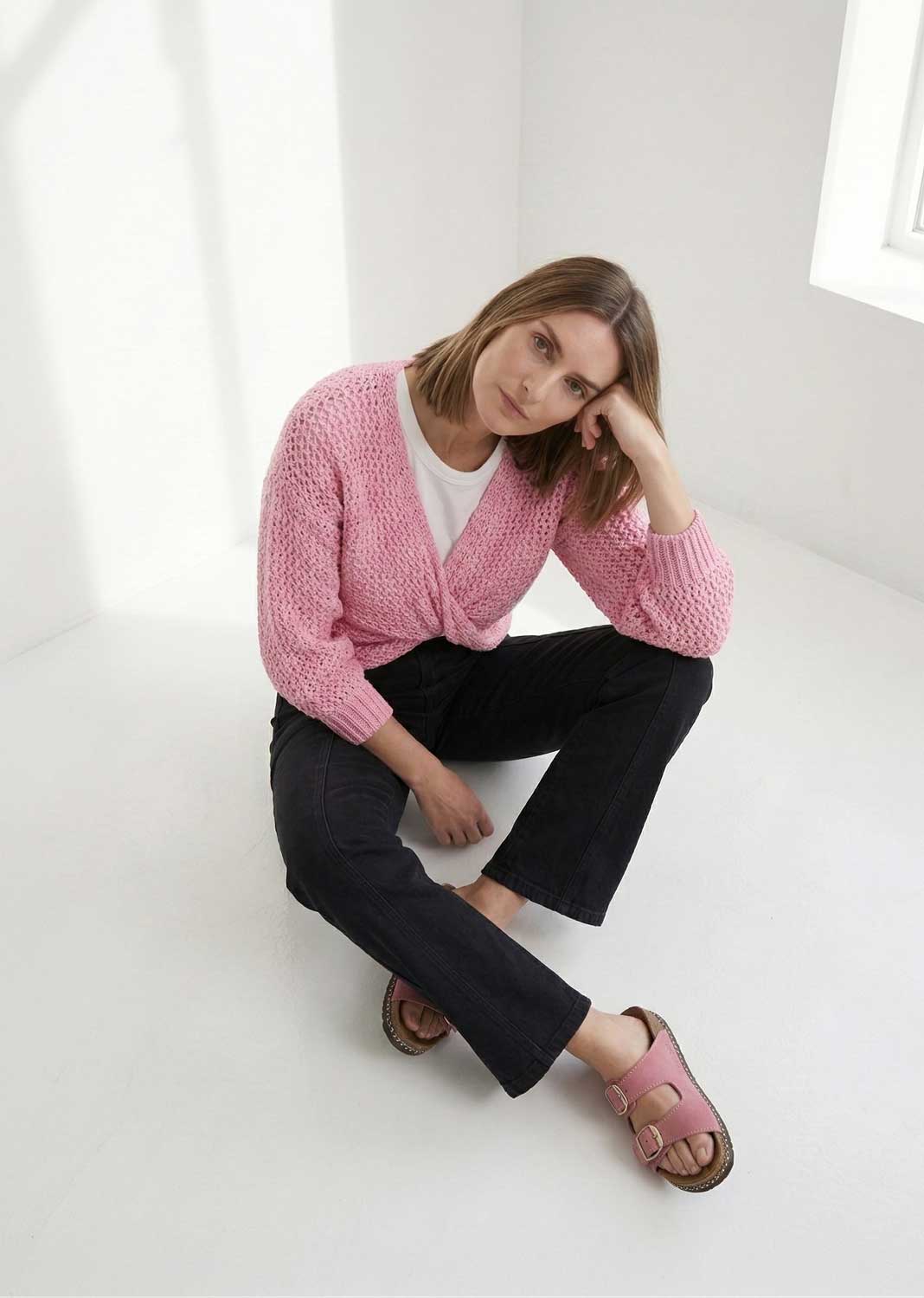 crossover crochet knit pink