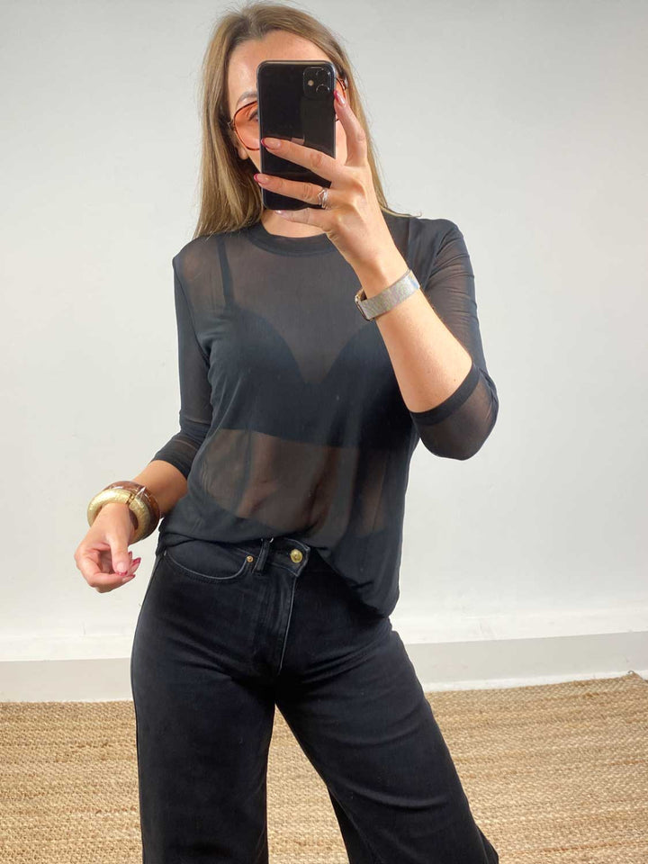 Maddie Sheer Top Black