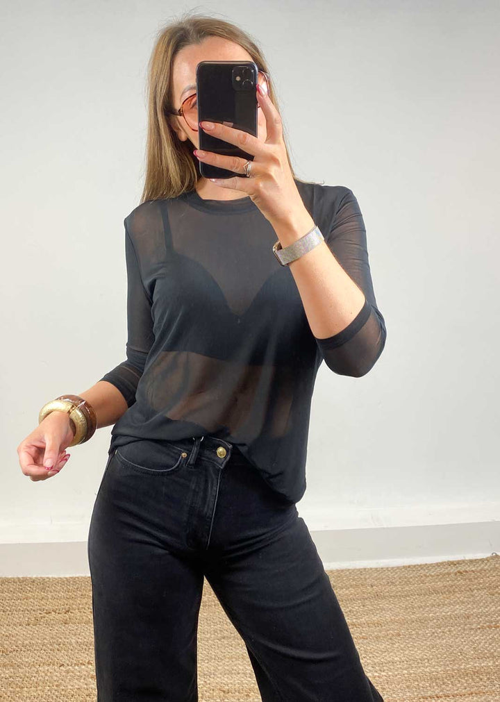 Maddie Sheer Top Black