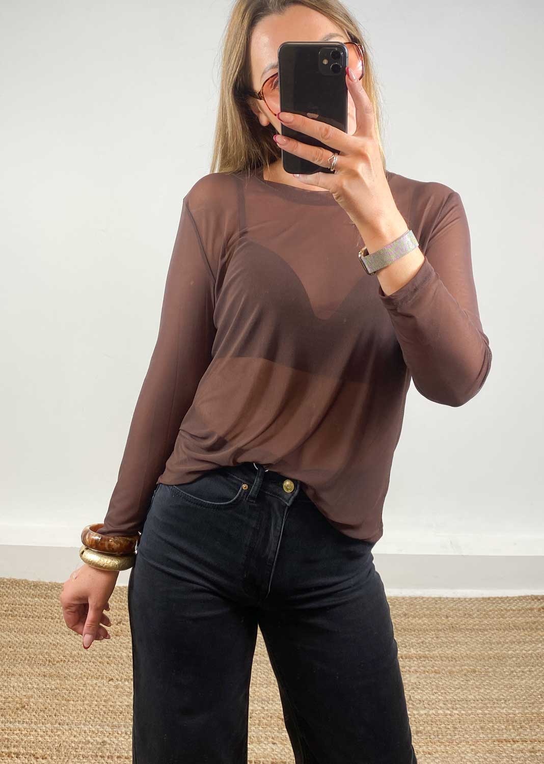 Maddie Sheer Top Chocolate